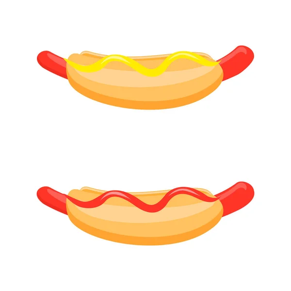 Vector cachorro-quente com mostarda. Ilustração gradientes simples. Tudo em uma única camada . —  Vetores de Stock