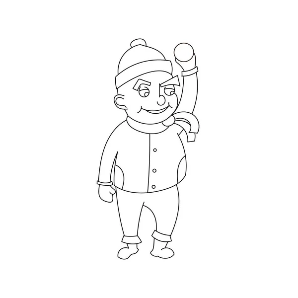Kleiner Junge in Winterkleidung, Cartoon-Stil isoliert auf weißem Hintergrund. — Stockvektor