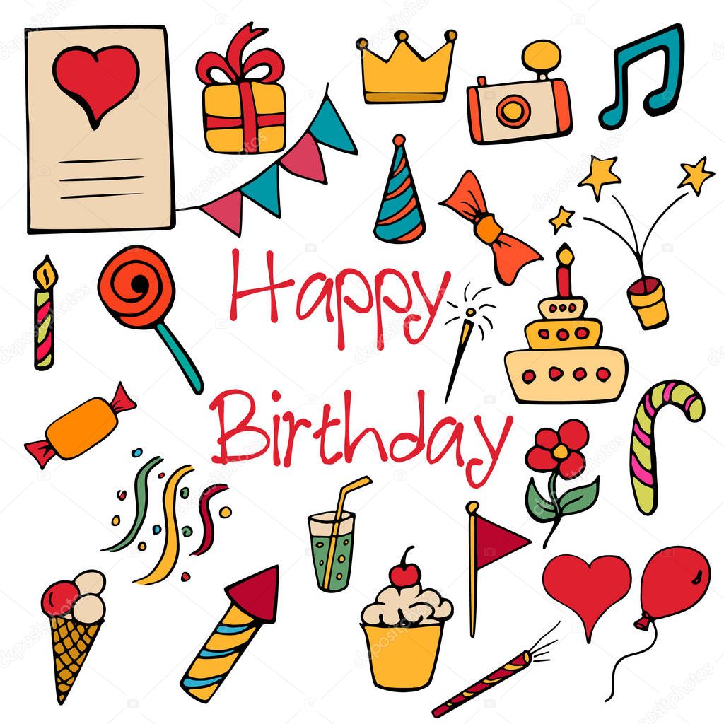 Images: birthday signs  Happy Birthday signs and symbols — Stock Vector © GennadiiKorchuganov 