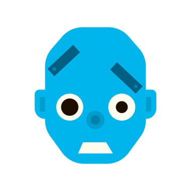 Karikatür tarzı duygusal kötü robot kafasından.