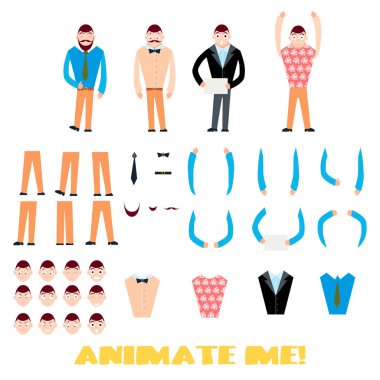 İşadamı karakter oluşturma küme. Kutsal kişilerin resmi ile farklı yüzler, duyguların, Giysi.