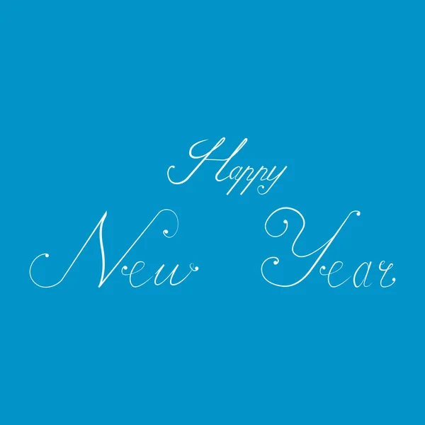 Feliz Ano Novo lettering e texto Caligráfico sobre fundo azul . — Vetor de Stock