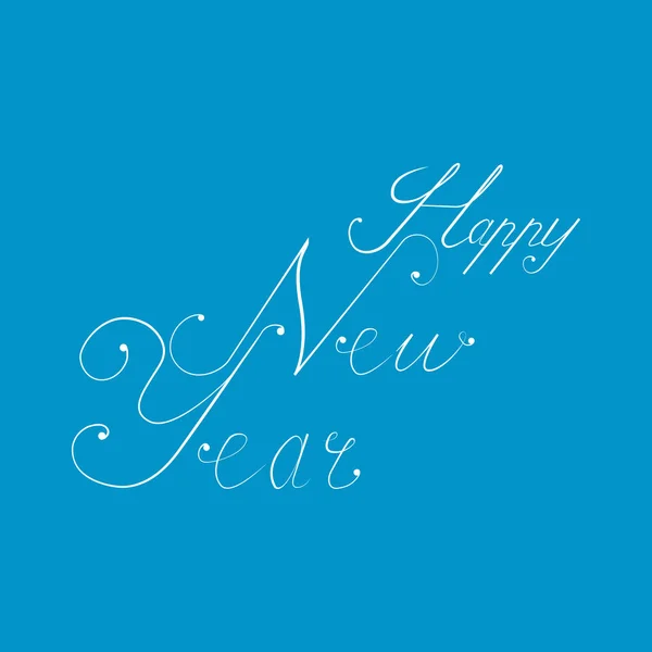 Frohes neues Jahr Schriftzug und Text Kalligrafie auf blauem Hintergrund. — Stockvektor