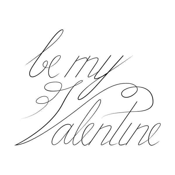 Být můj Valentýn text. Černý typografie. s . — Stockový vektor