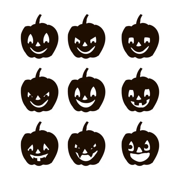 Set citrouilles silhouette icônes du jour Halloween — Photo