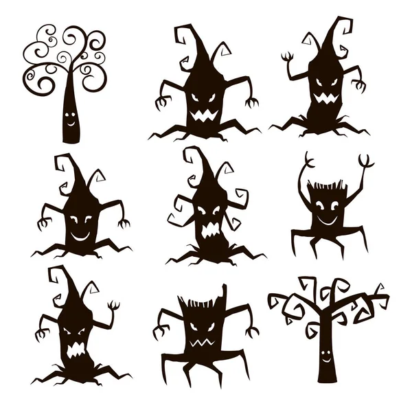 Set di silhouette alberi e ceppi icone — Foto Stock