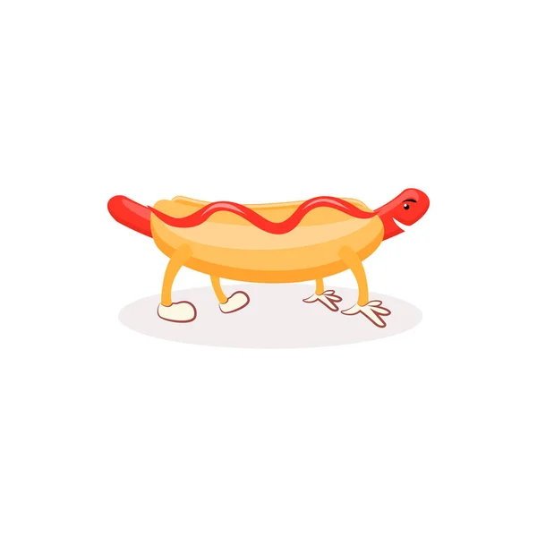 Hotdog dos desenhos animados com mostarda . — Fotografia de Stock