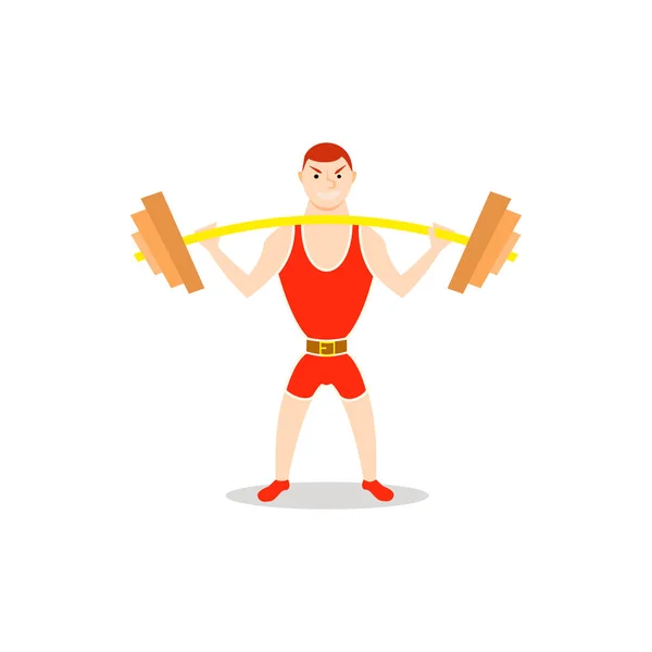 Cartoon man barbell exercises squat, deadlift, overhead press. — Stock Photo, Image