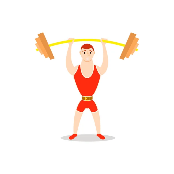 Cartoon man barbell exercises squat, deadlift, overhead press. — Stock Photo, Image