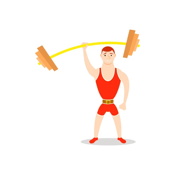 Cartoon man barbell oefeningen squat, deadlift, overhead press. — Stockfoto