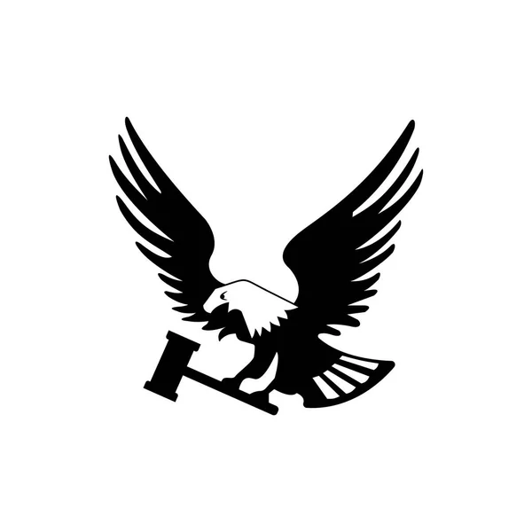 Ptak Orzeł z młotka na białym tle na biały backgroundicon. — Wektor stockowy