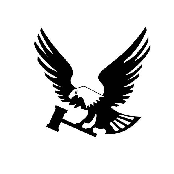 Adlervogel mit Hammer isoliert auf weißem Hintergrund. — Stockvektor