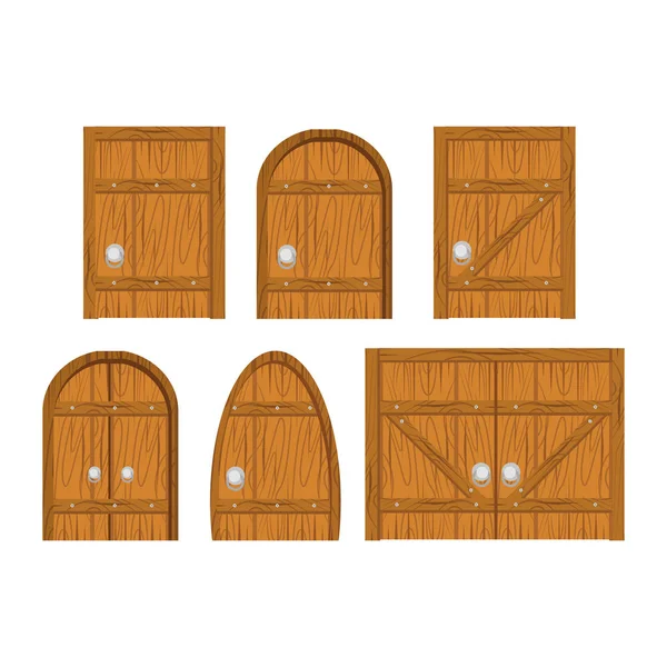 Set de puertas de madera . — Vector de stock