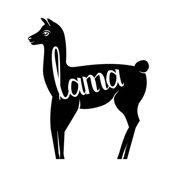 Lama com a inscrição logótipo da silhueta llama . —  Vetores de Stock