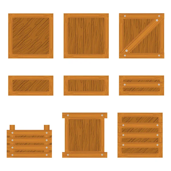 Set di icone scatola di legno — Vettoriale Stock