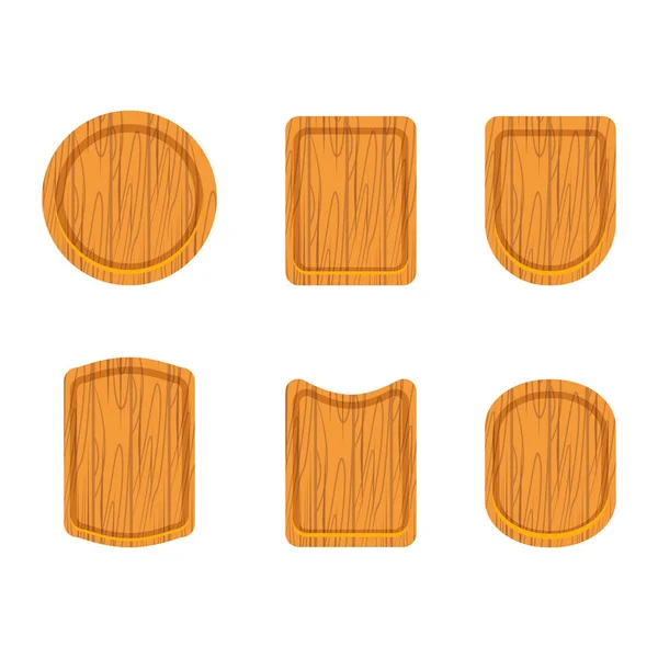 Conjunto de tablas de cortar de madera vacías — Vector de stock