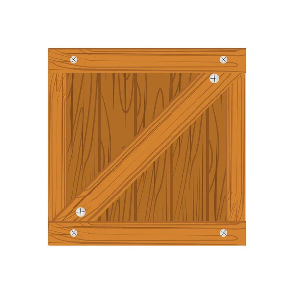 Caja de madera icono plano — Vector de stock