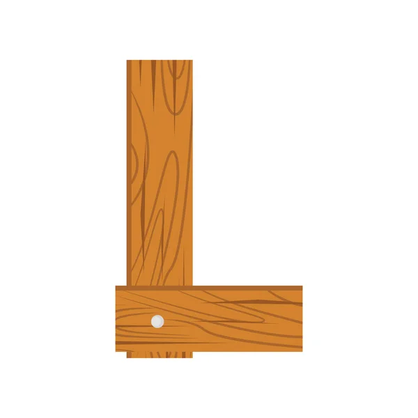 Alfabeto di legno L lettera — Vettoriale Stock