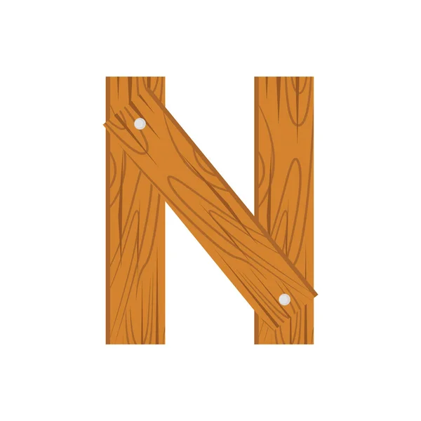 Деревянный алфавит N — стоковый вектор