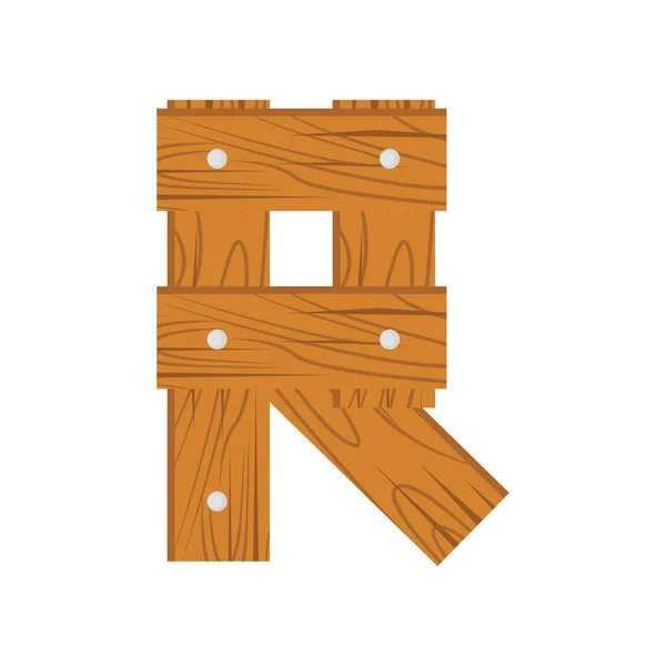 Wooden alphabet R letter — Stock Vector