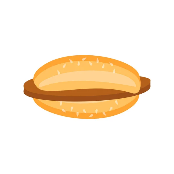 Hambúrguer plano com costeleta e ícone de sésamo —  Vetores de Stock