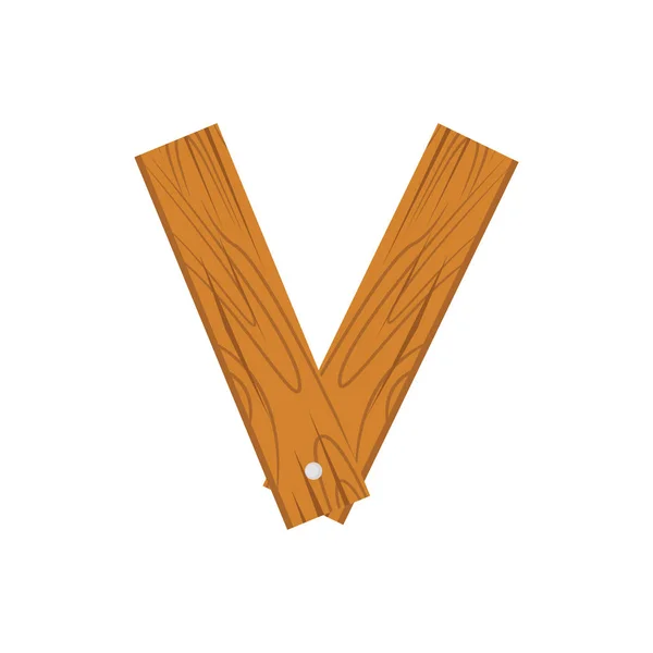 Huruf V alfabet kayu - Stok Vektor