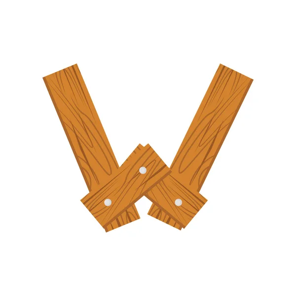 Alfabeto de madera letra W — Vector de stock
