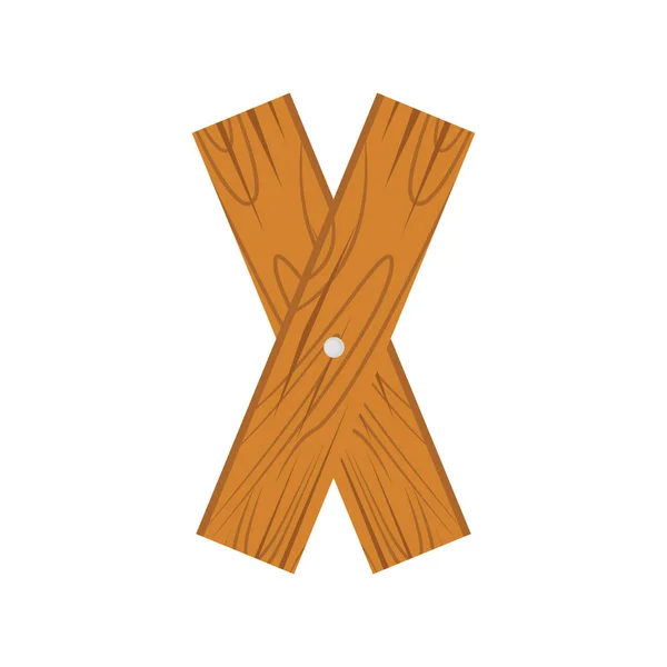 Wooden alphabet X letter — Stock Vector