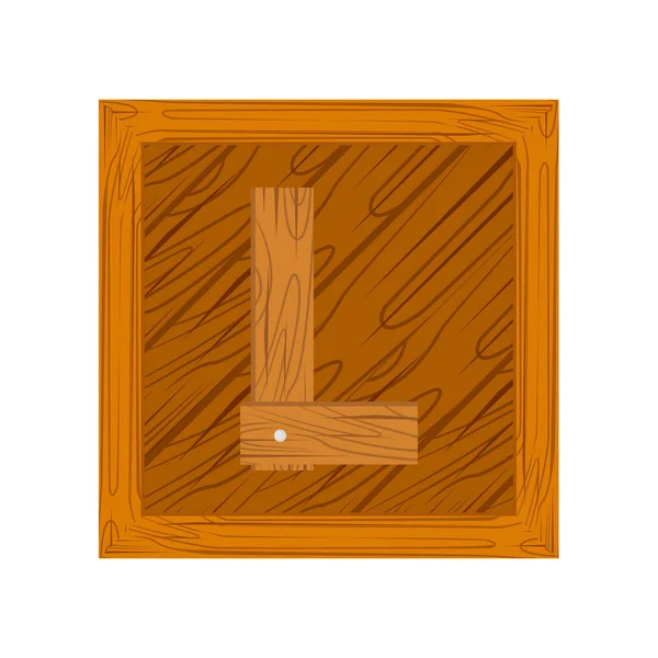 Alfabeto blocco di legno L lettera — Vettoriale Stock