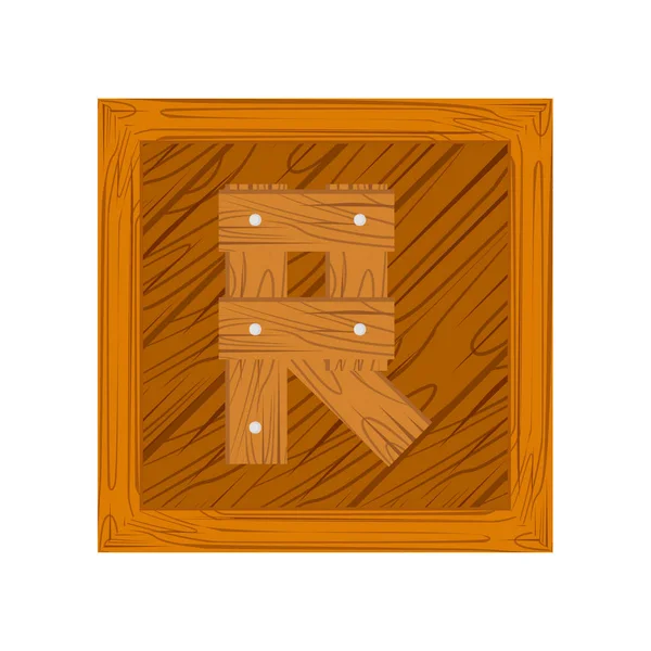 Blocco di legno alfabeto R lettera — Vettoriale Stock