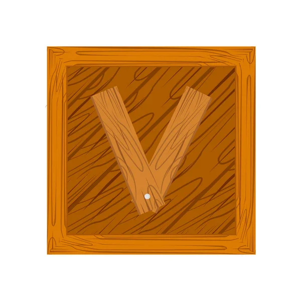 Alfabeto bloque de madera V letra — Vector de stock