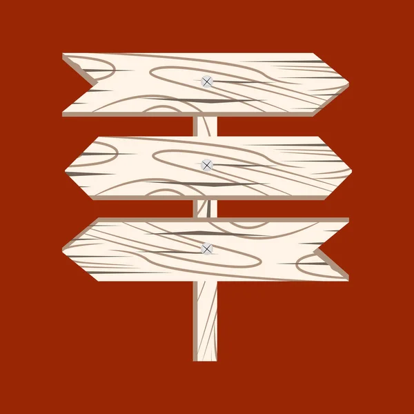 Flecha de madera. Signo de madera — Vector de stock