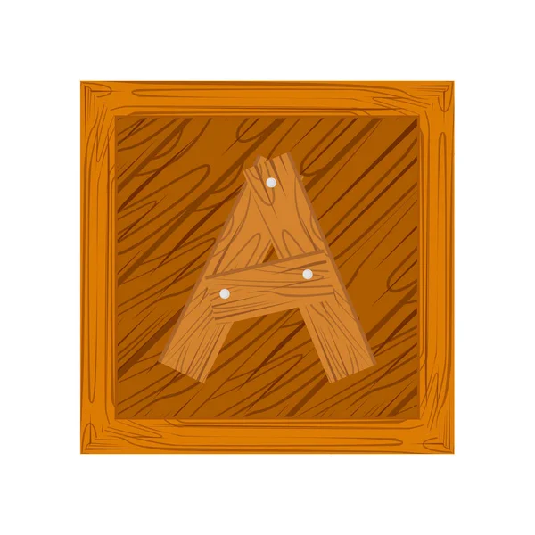 Wooden alphabet A letter — Stock Vector