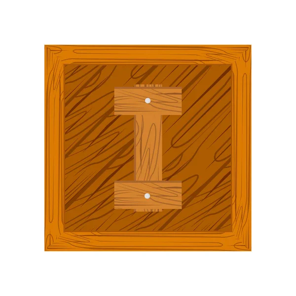 Wooden alphabet I letter — Stock Vector