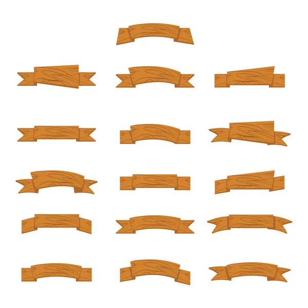Kreslený dřevo nápisy a stuhy — Stockový vektor