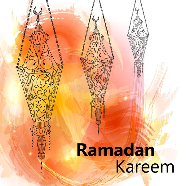 Illustrazione del Ramadan kareem e del Ramadan mubarak . — Vettoriale Stock