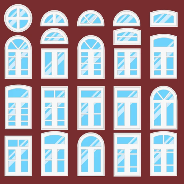 Coleção de vários tipos de janelas . —  Vetores de Stock