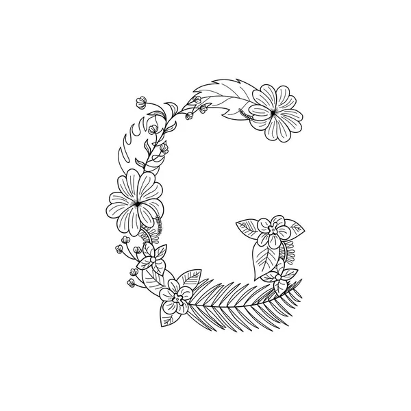 Floral tropical. Lettre G — Image vectorielle