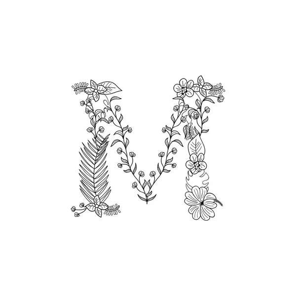 热带花卉。字母 M — 图库矢量图片