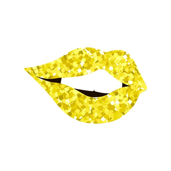Golden lips girl silhouette — Stock Vector