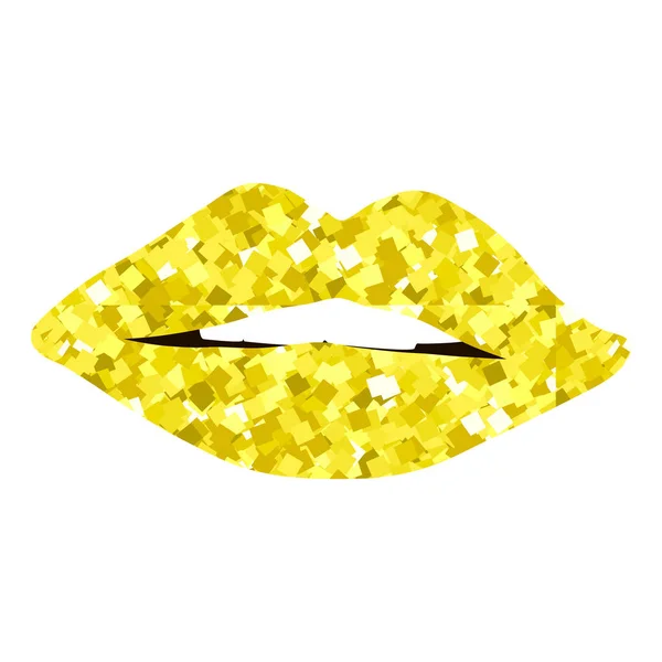 Altın dudaklar kız siluet — Stok Vektör