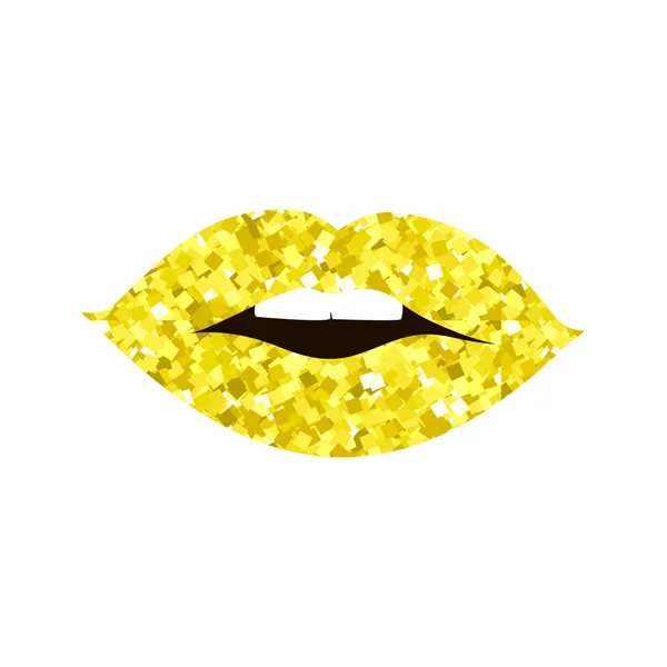 Altın dudaklar kız siluet — Stok Vektör