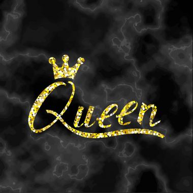 Altın yazıt fırça Kraliçe siyah mermer üzerinde