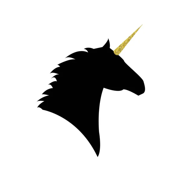 Einhornkopf mit goldenem Horn — Stockvektor