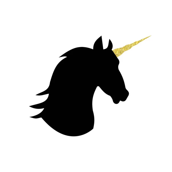 Unicorn head with a golden horn - Stok Vektor