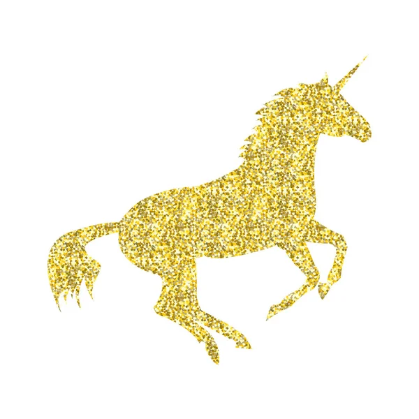 Ouro Unicorn cavalo mítico — Vetor de Stock