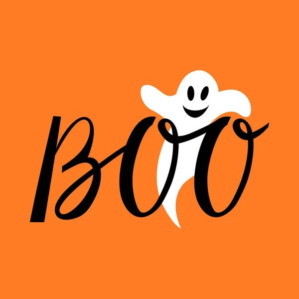 Boo inscription moderne avec fantôme . — Image vectorielle