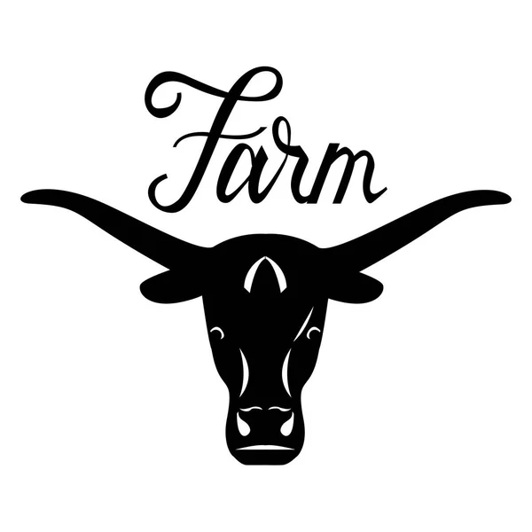 Logo hlavou býka. Farma nápisy — Stockový vektor