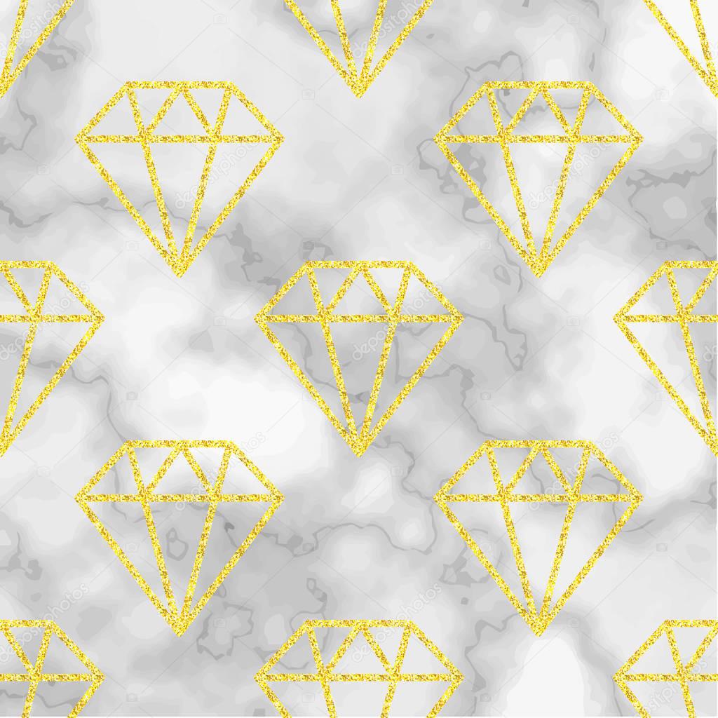 Marble background with golden diamond