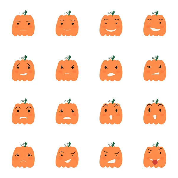 Icônes citrouille halloween ensemble — Image vectorielle